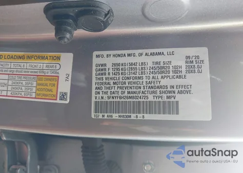 2021 Honda Pilot Awd Special Edition from USA, damaged, VIN 5FNYF6H26MB024725